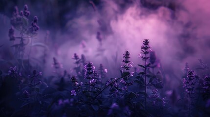 Poster - Violet mist against dark backdrop