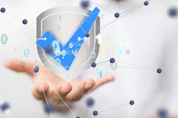 Aufkleber - Information technology protected with firewall, secure access and encryption against cyber