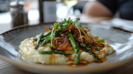 Sticker - Gourmet Mashed Potatoes with Asparagus and Caramelized Onions