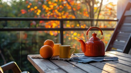 Poster - A Cozy Autumn Afternoon on a Balcony