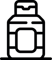 Sticker - Black outline icon of a opened plastic bottle with dispenser pump for liquid soap