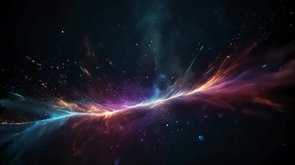 Wall Mural - Dark background with colorful galaxy particles flowing, supernova sci-fi explosion, animated loop video