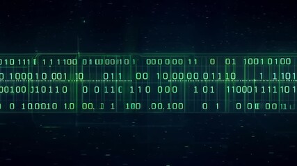Leinwandbilder - A dark background with a green display of binary code scrolling across the screen.