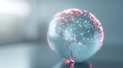 Wall Mural - A globe with a network of lines and dots on it