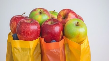 Canvas Print - A bunch of apples are in a bag, with some of them being green and some red