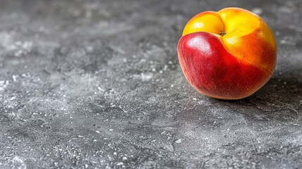 Canvas Print - A peach is sitting on a grey surface