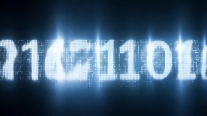 Wall Mural - A digital display shows the binary code in white light against a dark background.