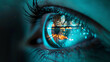 © Porawit - Eye with a futuristic cityscape reflection, embodying the future of business and innovation