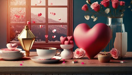 Wall Mural - heart on a table