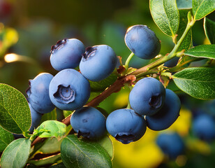 Wall Mural - A branch with blueberries