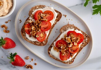 Wall Mural - Tomato and Cream Cheese Toast