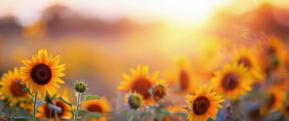 Wall Mural - Single Sunflower at Sunset