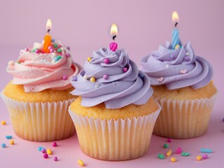 Poster - Birthday Cupcakes With Candles