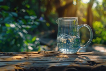 Poster - Wooden table with pitcher of water