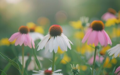 Wall Mural - Pink Coneflower in a Summer Garden