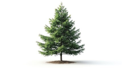 Hemlock tree single object, realistic isolated on white background