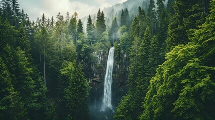 Poster - waterfall in the forest