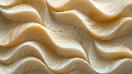 An abstract 3D carving of undulating waves in a creamy marble slab. The organic and fluid forms create a sense of movement and depth, making it a captivating piece of art.