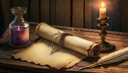 Wall Mural - old book and quill