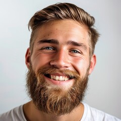 Wall Mural - Man with Goatee Beard Smiling Happily - Portrait of a Friendly Young Guy