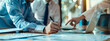 © B-Ast-BRT - business consulting, collaboration, business people working in office, analytics banner background