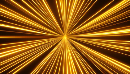 Aufkleber - Abstract Golden Light Lines Converging Into A Single Point On Black Background