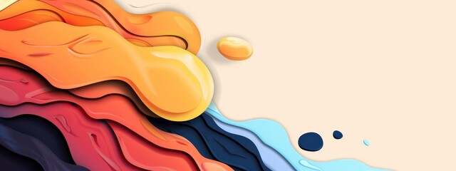 Sticker -  A multicolored abstract backdrop featuring a flow of orange, yellow, blue, and red liquids descending its core