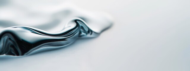 Wall Mural -  A silver object, tightly framed in close-up, rests against a pristine white backdrop The upper and lower portions of the object are slightly obscured by a soft blur