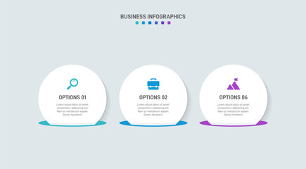 Sticker - Horizontal progress bar featuring 3 arrow-shaped elements, symbolizing three six stages of business strategy and progression. Clean timeline infographic design template. Vector for presentation