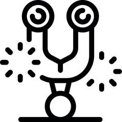 Poster - Line art icon of a robot balancing on a ball while juggling with light bulbs