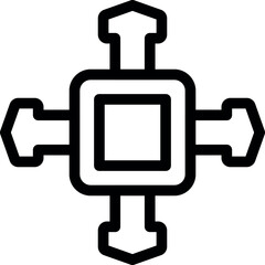 Poster - Simple icon of a square connecting four arrows, representing data exchange and information flow