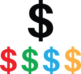Poster - dollar icon set in different colors . money icon . colorful dollar icons . vector illustration