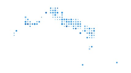 Poster - Turks and Caicos Islands dotted digital map. Map of Turks and Caicos Islands with pulsating colored circles. Shape of the island filled with blue disks. Attractive video.
