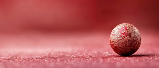 Canvas Print -  A tight shot of an egg against a pink backdrop, speckled with tiny water droplets at its peak