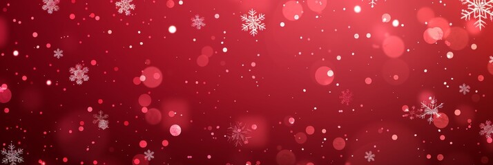 A red holiday background with snowflakes and bokeh lights creates a cheerful atmosphere, perfect for winter celebrations. Elegant decor in radiant reds adds joy to the season, making it warm