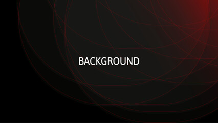 Wall Mural - Black abstract background with red  gradient circles, blended lines