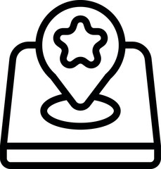 Poster - line icon of a smartphone displaying a location pin with a star, indicating a saved or favorite plac