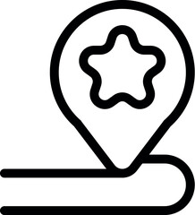Poster - Black outline icon of a location pin pointing a star on a map, ideal for travel and tourism content