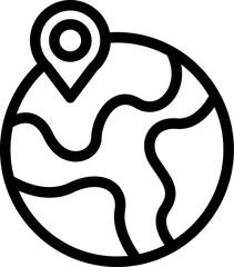 Poster - Line art icon of a location pin marking a spot on planet earth