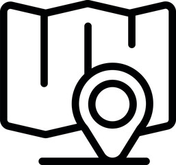 Poster - simple icon of a location pin marking a point on a folded paper map, perfect for representing naviga
