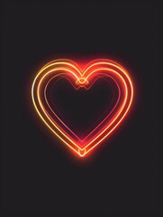 Canvas Print - Neon Heart on Black Background