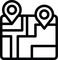 Poster - Gps navigation app is showing two location pins on a detailed city map