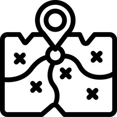 Poster - simple black and white icon of a location pin dropping on a digital map for gps navigation