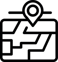 Poster - minimalist line icon representing a map with a pin pointing a specific location