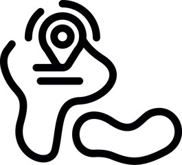 Poster - Line icon of a map with a location pin pointing on a specific area, ideal for representing travel and exploration