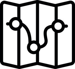 Poster - simple folded paper map icon showing points of interest connected by a line
