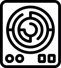 Poster - Induction stove top view with buttons outline icon, modern kitchen appliance concept