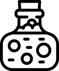 Canvas Print - Line art icon of a glass bottle containing a magic potion is bubbling and smoking