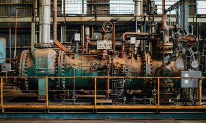 Canvas Print - Industrial machinery in a factory. AI.