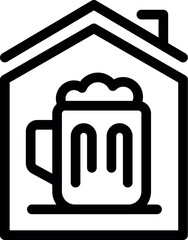 Wall Mural - Simple icon of a beer mug inside a house outline, representing concepts like home party or pub